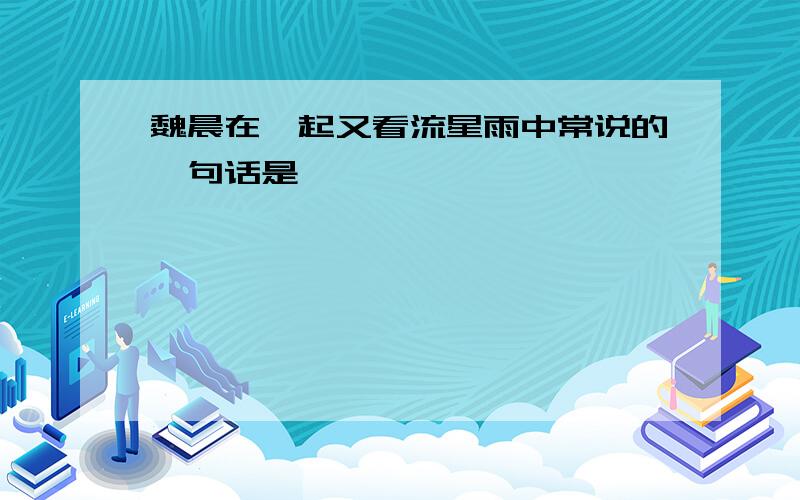 魏晨在一起又看流星雨中常说的一句话是