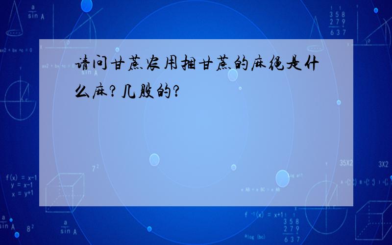 请问甘蔗农用捆甘蔗的麻绳是什么麻?几股的?