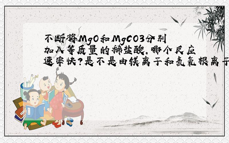 不断将MgO和MgCO3分别加入等质量的稀盐酸,哪个反应速率快?是不是由镁离子和氢氧根离子构成的碳酸