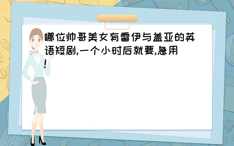 哪位帅哥美女有雷伊与盖亚的英语短剧,一个小时后就要,急用!