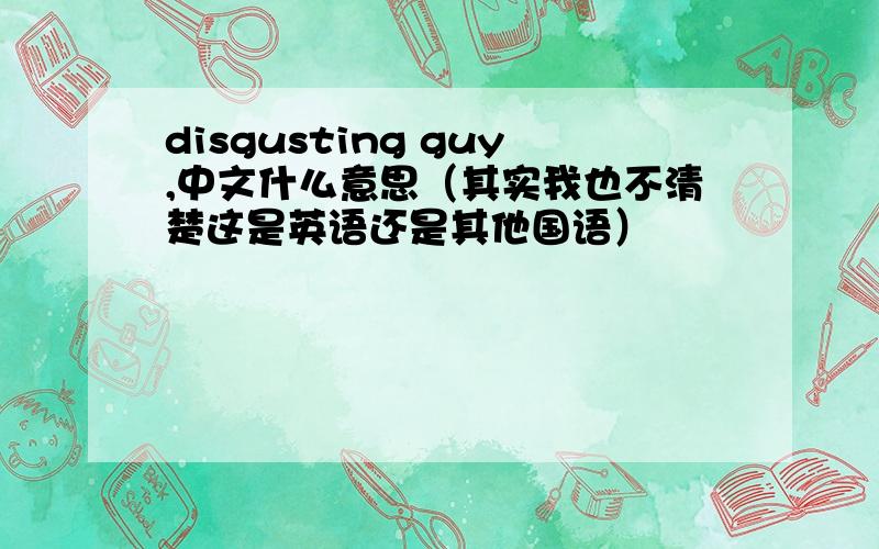 disgusting guy,中文什么意思（其实我也不清楚这是英语还是其他国语）