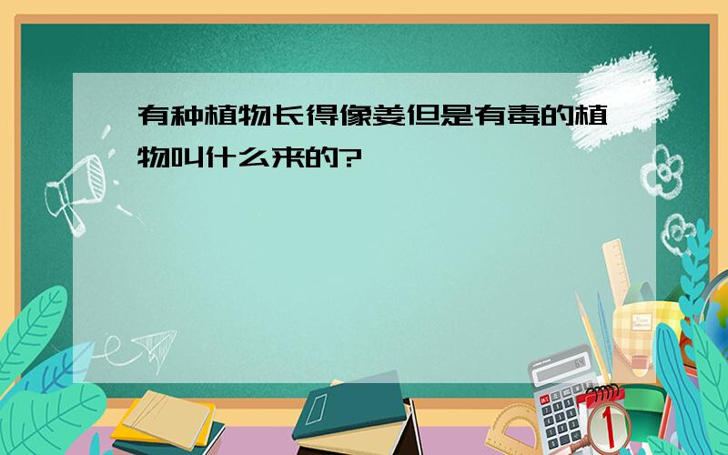 有种植物长得像姜但是有毒的植物叫什么来的?