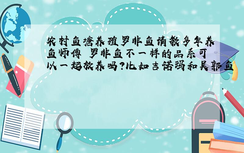 农村鱼塘养殖罗非鱼请教多年养鱼师傅 罗非鱼不一样的品系可以一起放养吗?比如吉诺玛和吴郭鱼