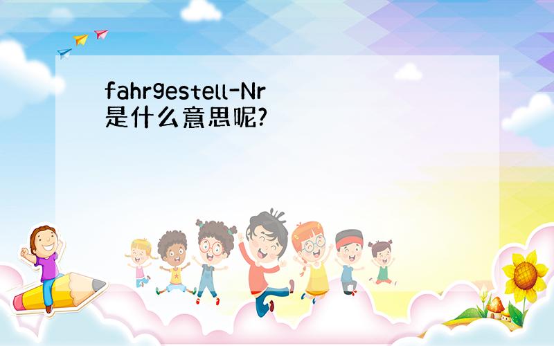 fahrgestell-Nr是什么意思呢?