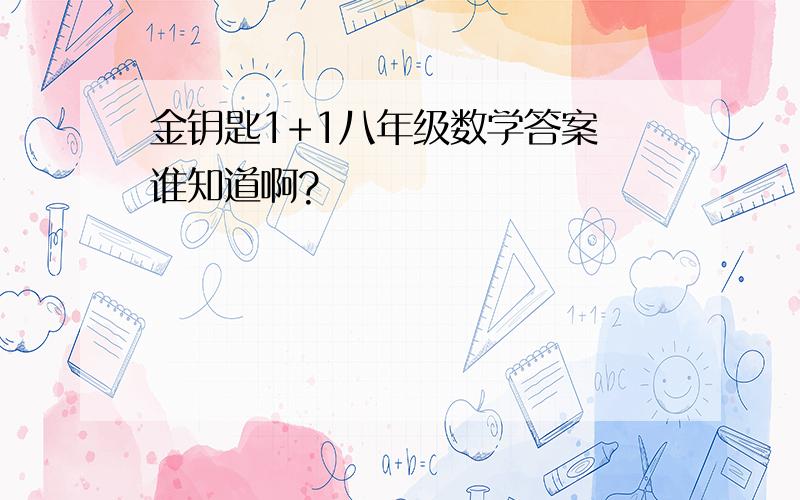 金钥匙1+1八年级数学答案 谁知道啊?