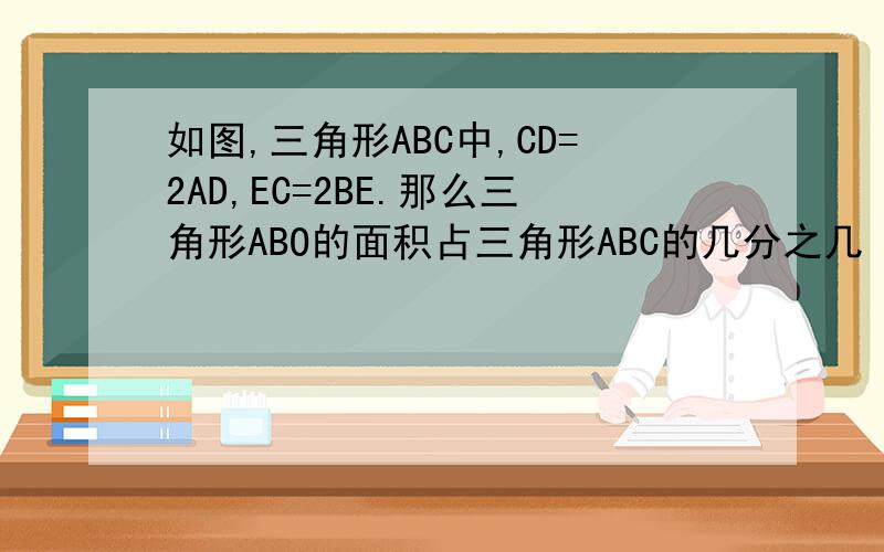 如图,三角形ABC中,CD=2AD,EC=2BE.那么三角形ABO的面积占三角形ABC的几分之几