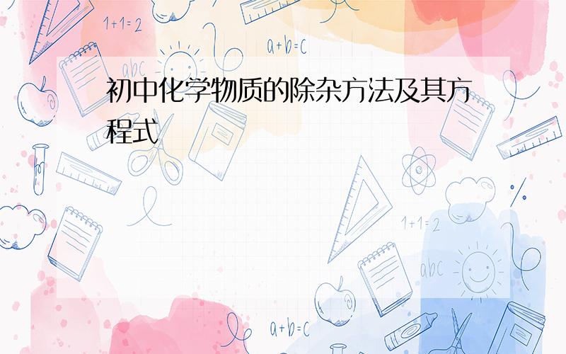 初中化学物质的除杂方法及其方程式