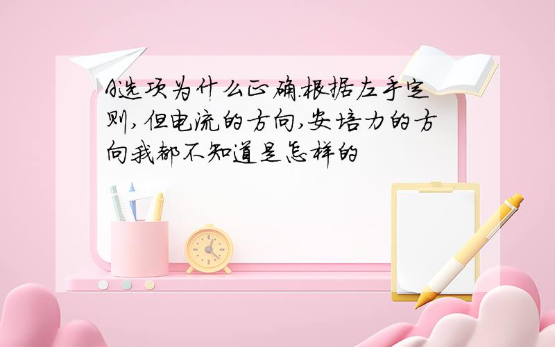 A选项为什么正确.根据左手定则,但电流的方向,安培力的方向我都不知道是怎样的