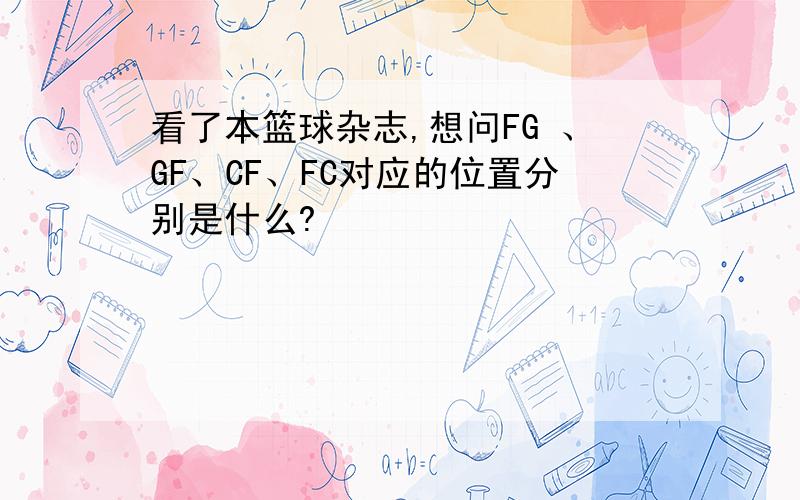 看了本篮球杂志,想问FG 、GF、CF、FC对应的位置分别是什么?