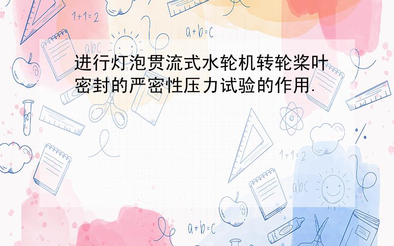 进行灯泡贯流式水轮机转轮桨叶密封的严密性压力试验的作用.