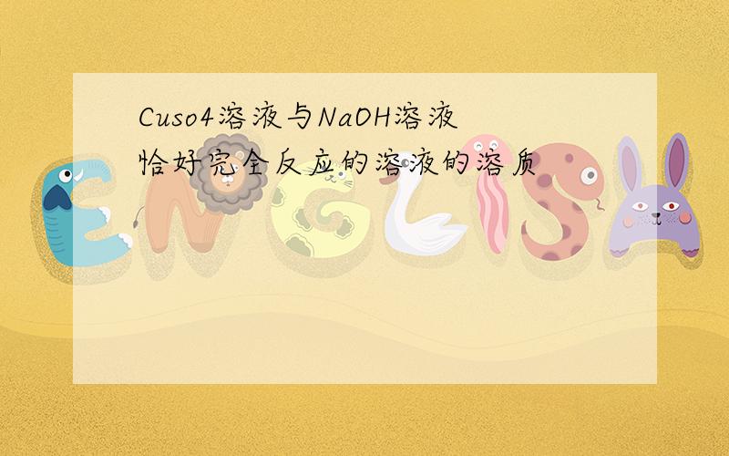 Cuso4溶液与NaOH溶液恰好完全反应的溶液的溶质