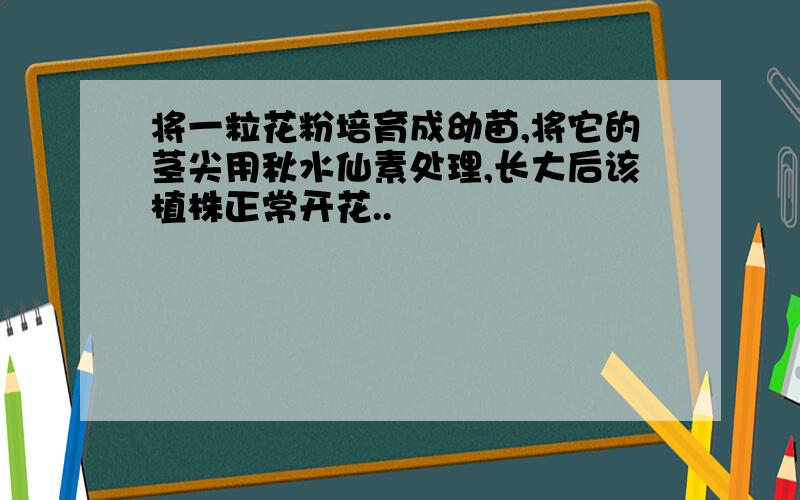 将一粒花粉培育成幼苗,将它的茎尖用秋水仙素处理,长大后该植株正常开花..