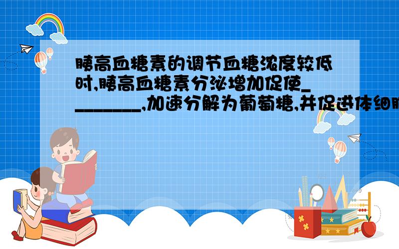 胰高血糖素的调节血糖浓度较低时,胰高血糖素分泌增加促使________,加速分解为葡萄糖,并促进体细胞消耗______.