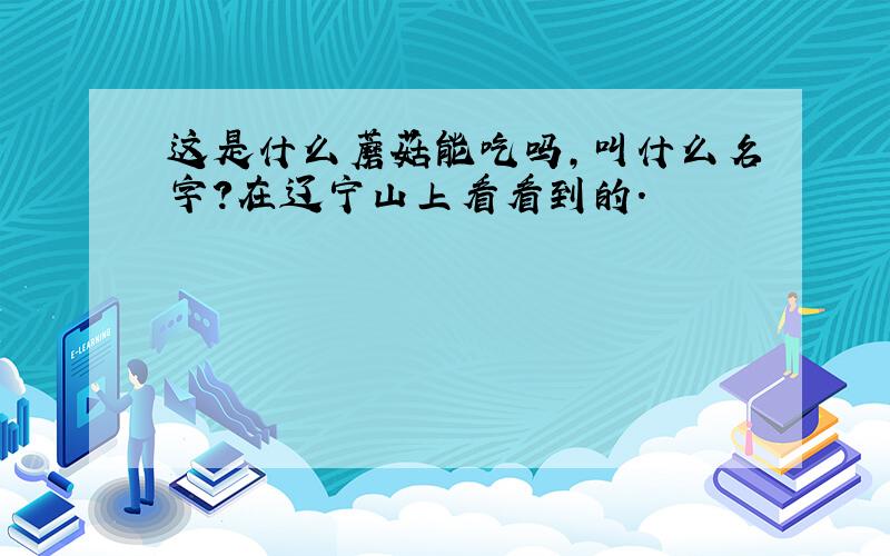 这是什么蘑菇能吃吗,叫什么名字?在辽宁山上看看到的.