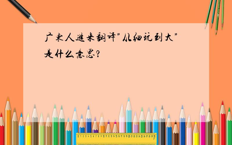 广东人进来翻译”从细玩到大”是什么意思?