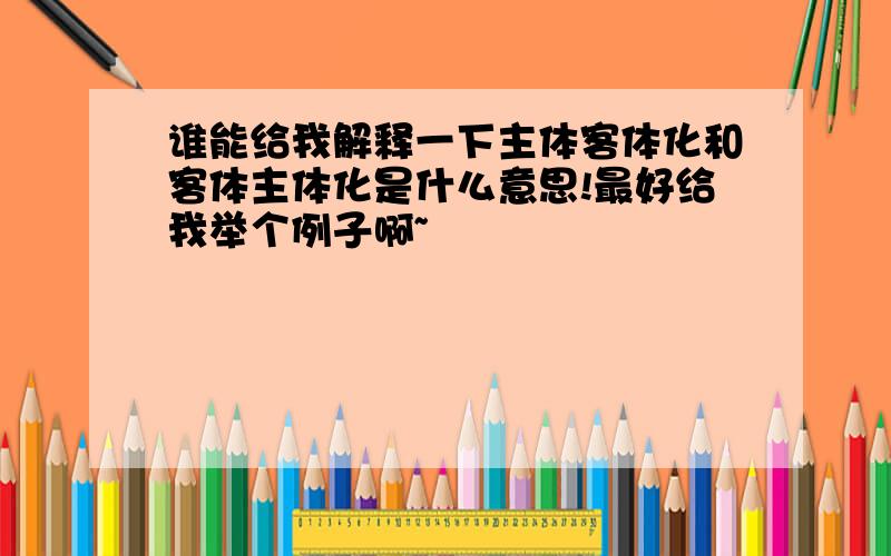 谁能给我解释一下主体客体化和客体主体化是什么意思!最好给我举个例子啊~