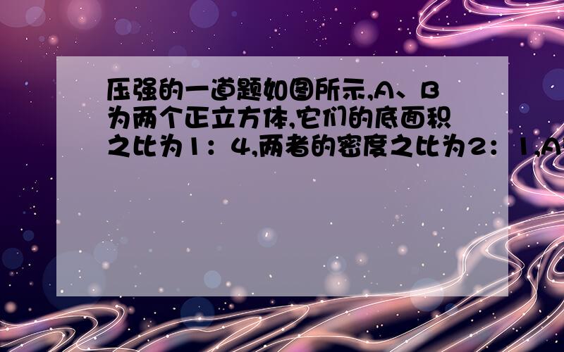 压强的一道题如图所示,A、B为两个正立方体,它们的底面积之比为1：4,两者的密度之比为2：1,A对B的压强为pab,若把