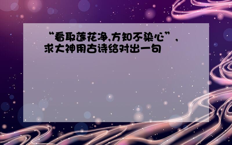 “看取莲花净,方知不染心”,求大神用古诗给对出一句