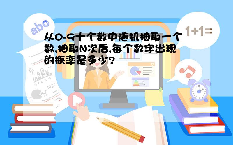 从0-9十个数中随机抽取一个数,抽取N次后,每个数字出现的概率是多少?