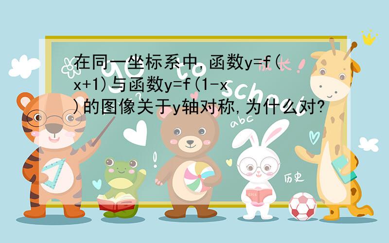 在同一坐标系中,函数y=f(x+1)与函数y=f(1-x)的图像关于y轴对称,为什么对?