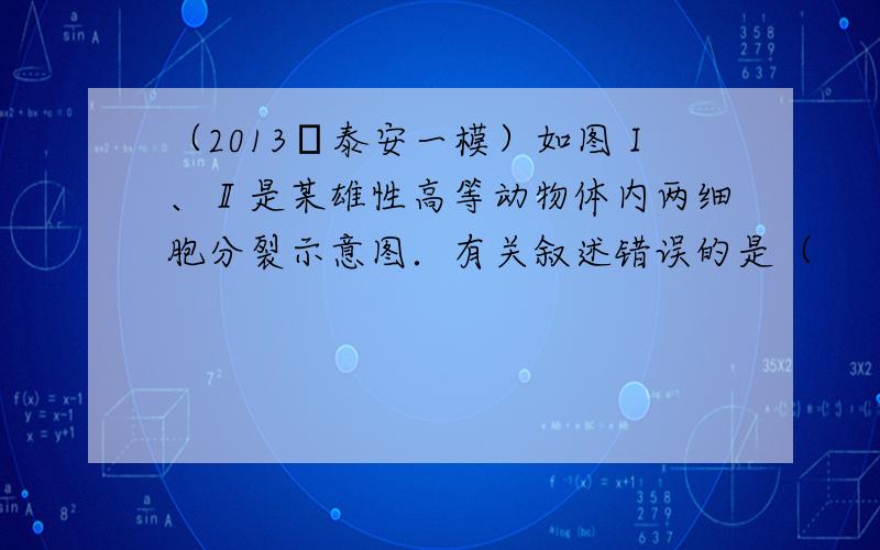 （2013•泰安一模）如图Ⅰ、Ⅱ是某雄性高等动物体内两细胞分裂示意图．有关叙述错误的是（　　）