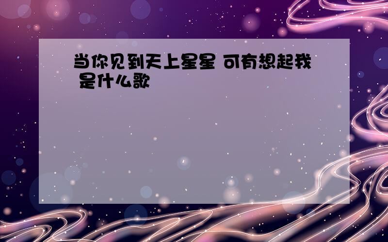 当你见到天上星星 可有想起我 是什么歌