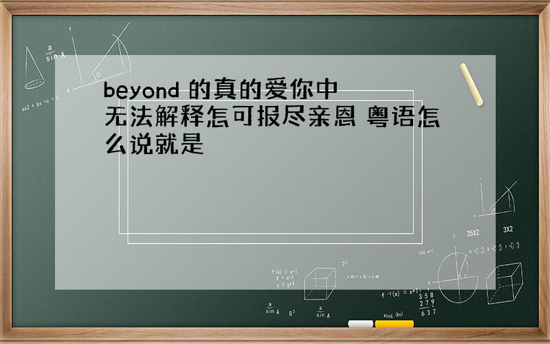 beyond 的真的爱你中 无法解释怎可报尽亲恩 粤语怎么说就是