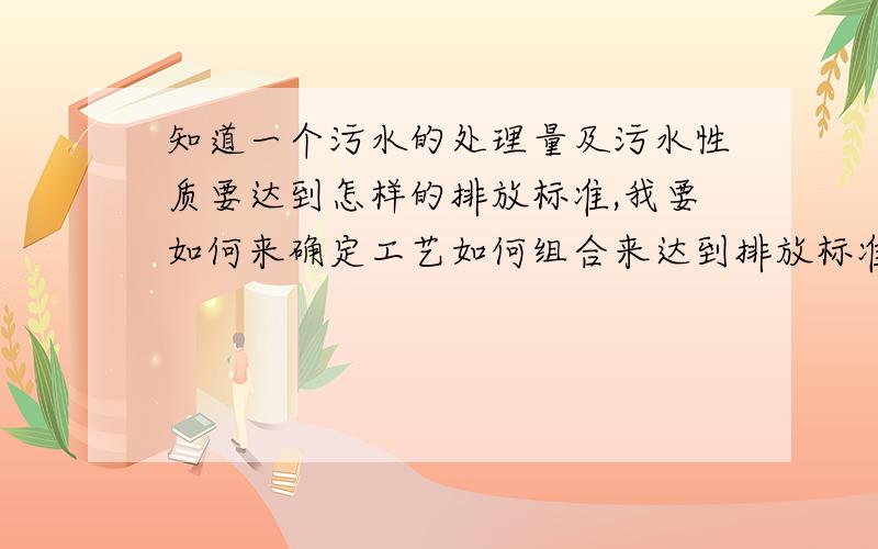 知道一个污水的处理量及污水性质要达到怎样的排放标准,我要如何来确定工艺如何组合来达到排放标准.