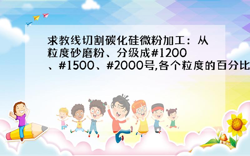 求教线切割碳化硅微粉加工：从粒度砂磨粉、分级成#1200、#1500、#2000号,各个粒度的百分比例是多少?