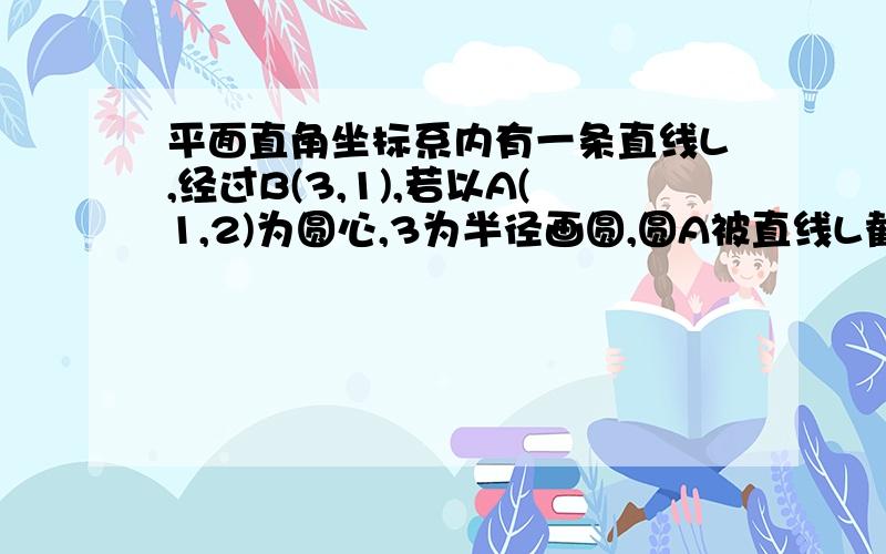 平面直角坐标系内有一条直线L,经过B(3,1),若以A(1,2)为圆心,3为半径画圆,圆A被直线L截得最短弦长?