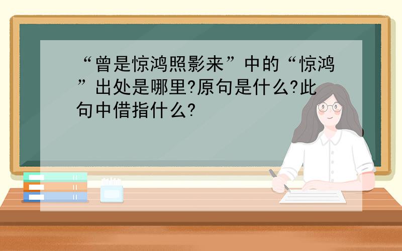 “曾是惊鸿照影来”中的“惊鸿”出处是哪里?原句是什么?此句中借指什么?