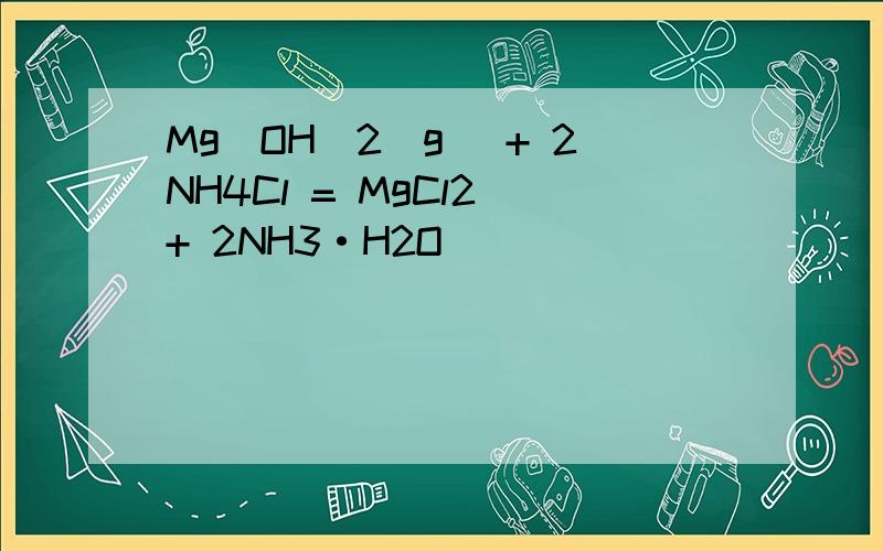 Mg(OH)2(g) + 2NH4Cl = MgCl2 + 2NH3·H2O