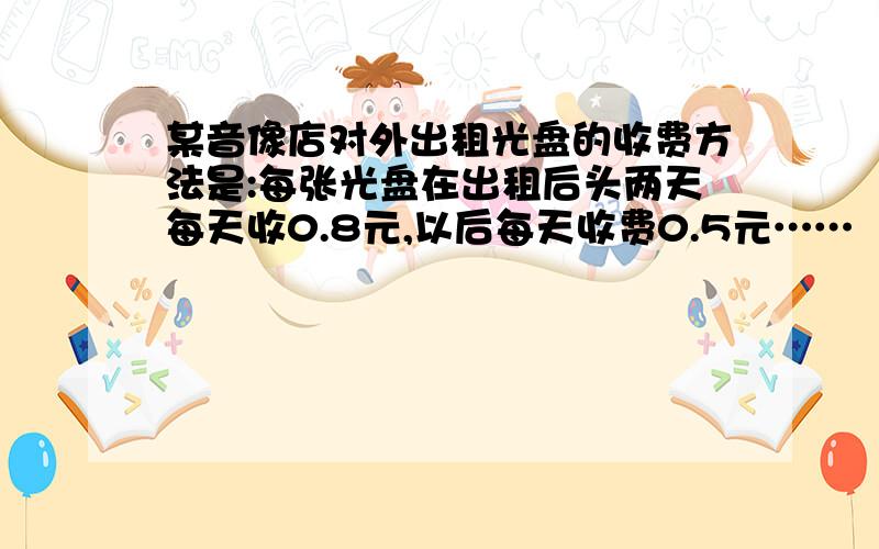 某音像店对外出租光盘的收费方法是:每张光盘在出租后头两天每天收0.8元,以后每天收费0.5元……