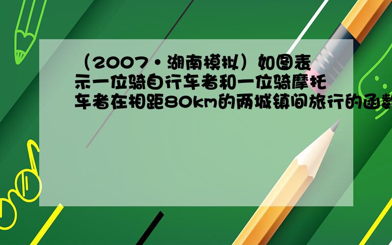 （2007•湖南模拟）如图表示一位骑自行车者和一位骑摩托车者在相距80km的两城镇间旅行的函数图象，由图可知：骑自行车者