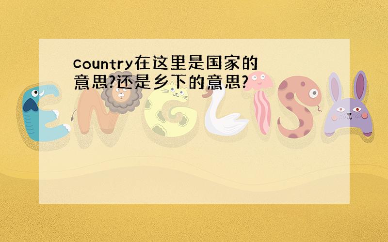 country在这里是国家的意思?还是乡下的意思?