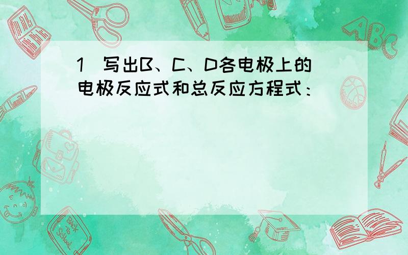 1）写出B、C、D各电极上的电极反应式和总反应方程式：