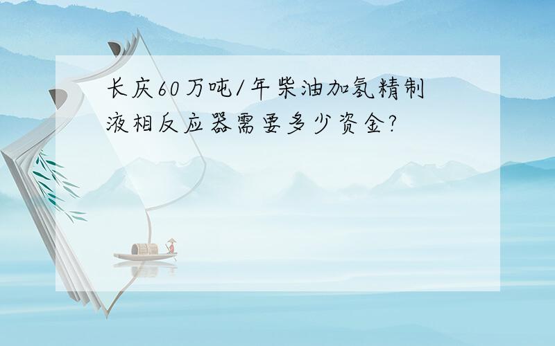 长庆60万吨/年柴油加氢精制液相反应器需要多少资金?