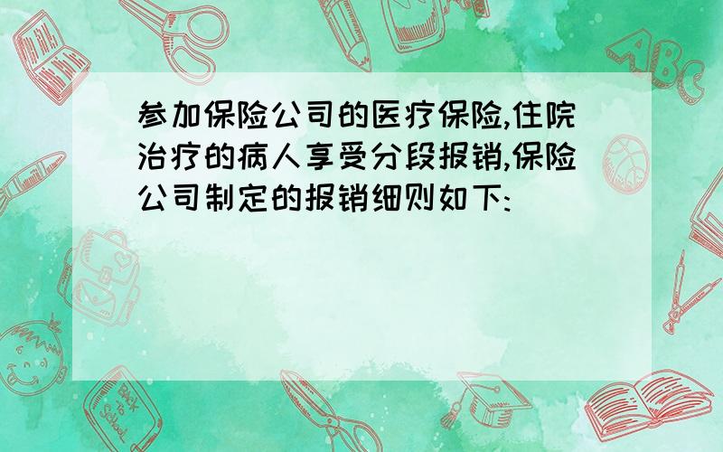 参加保险公司的医疗保险,住院治疗的病人享受分段报销,保险公司制定的报销细则如下: