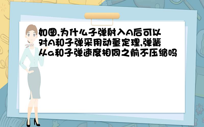 如图,为什么子弹射入A后可以对A和子弹采用动量定理,弹簧从a和子弹速度相同之前不压缩吗