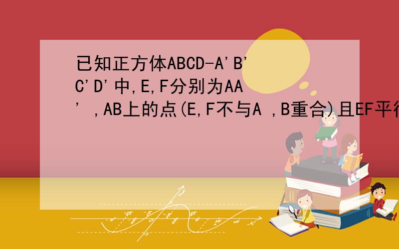 已知正方体ABCD-A'B'C'D'中,E,F分别为AA' ,AB上的点(E,F不与A ,B重合)且EF平行D'C,求证