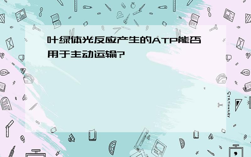 叶绿体光反应产生的ATP能否用于主动运输?