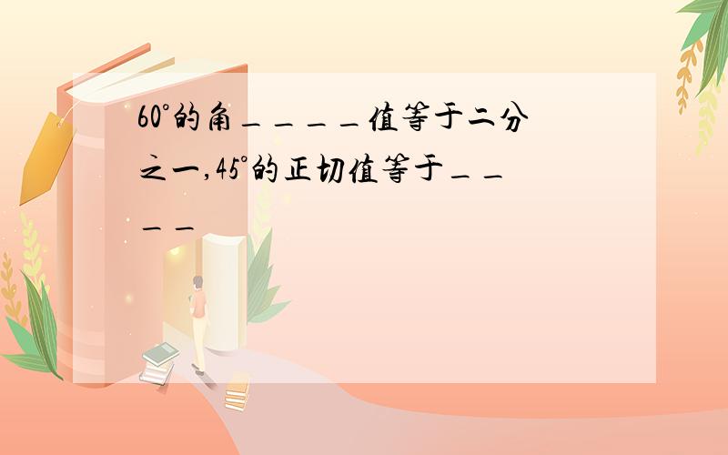 60°的角____值等于二分之一,45°的正切值等于____