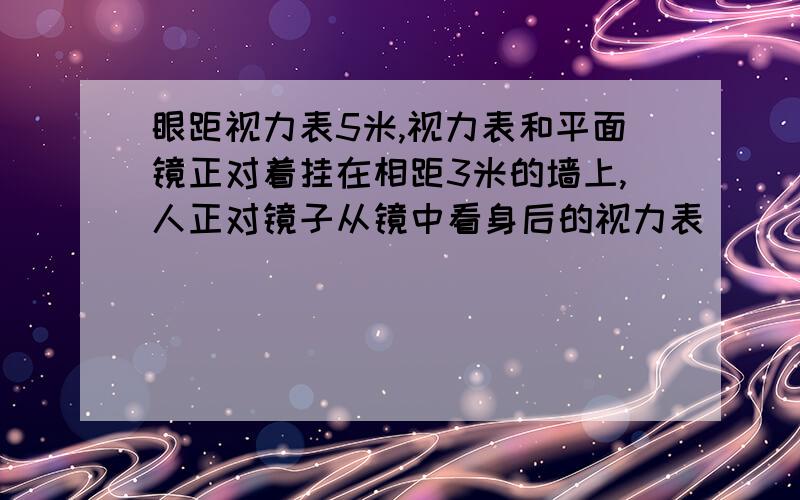 眼距视力表5米,视力表和平面镜正对着挂在相距3米的墙上,人正对镜子从镜中看身后的视力表