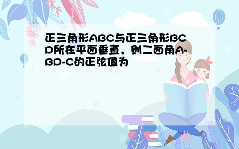 正三角形ABC与正三角形BCD所在平面垂直，则二面角A-BD-C的正弦值为