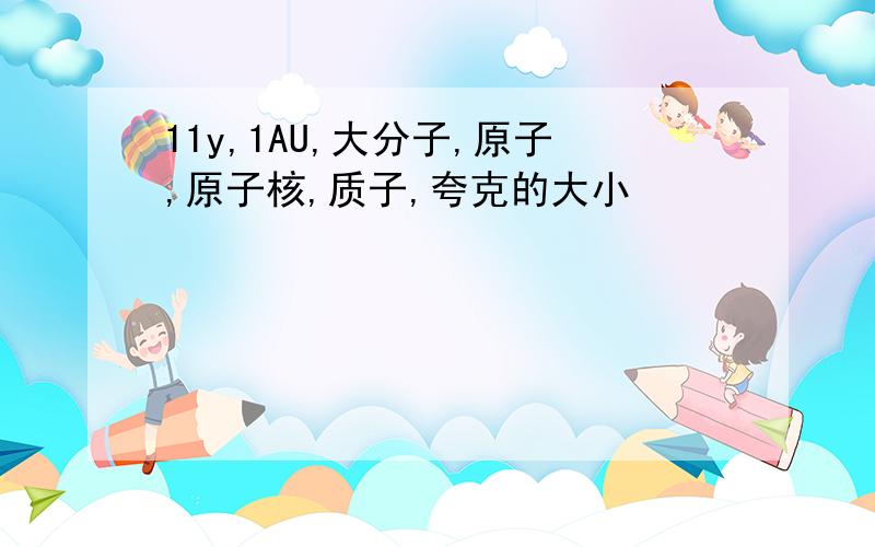 11y,1AU,大分子,原子,原子核,质子,夸克的大小