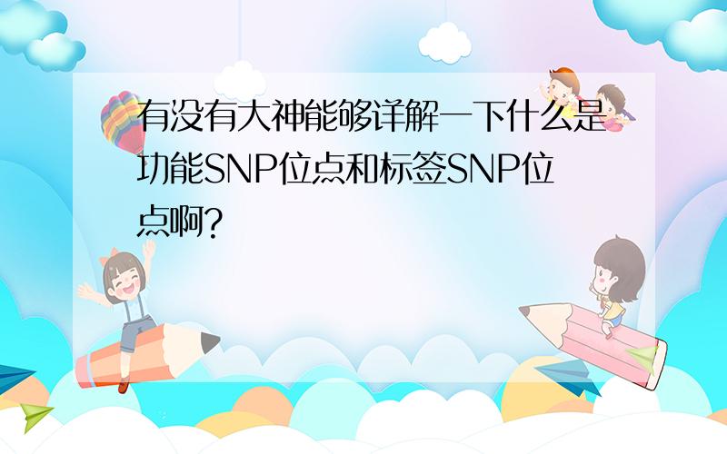 有没有大神能够详解一下什么是功能SNP位点和标签SNP位点啊?