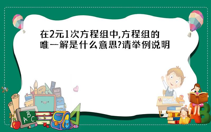 在2元1次方程组中,方程组的唯一解是什么意思?请举例说明