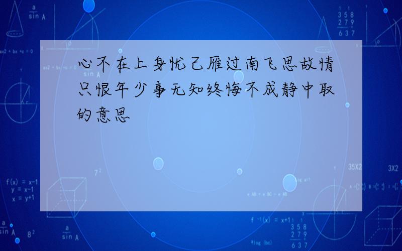 心不在上身忧己雁过南飞思故情只恨年少事无知终悔不成静中取的意思