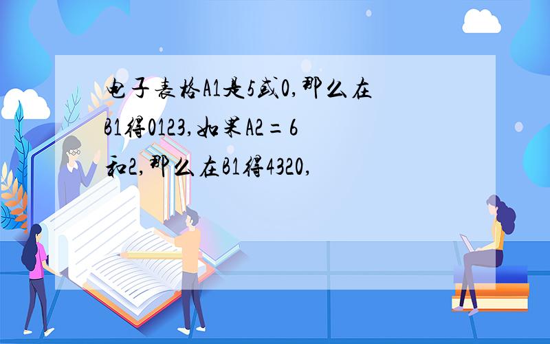 电子表格A1是5或0,那么在B1得0123,如果A2=6和2,那么在B1得4320,