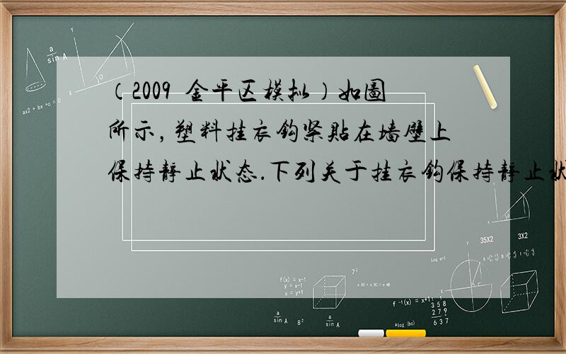 （2009•金平区模拟）如图所示，塑料挂衣钩紧贴在墙壁上保持静止状态．下列关于挂衣钩保持静止状态的原因，下列说法正确的是